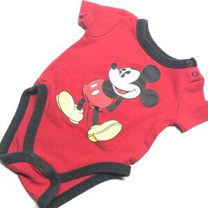 Disney Mickey Mouse Red Black Baby Bodysuit one piece infant 0-3 months Graphic
